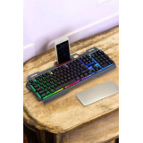 Q Klavye RGB Işıklı Klavye Ve Mouse Seti Kablolu Mouse Hediyeliş