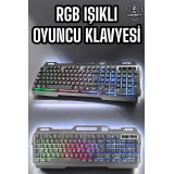 Led Işıklı Oyuncu Klavye Usb Girişli RGB Işıklı Q Klavye Mouse Hediyel