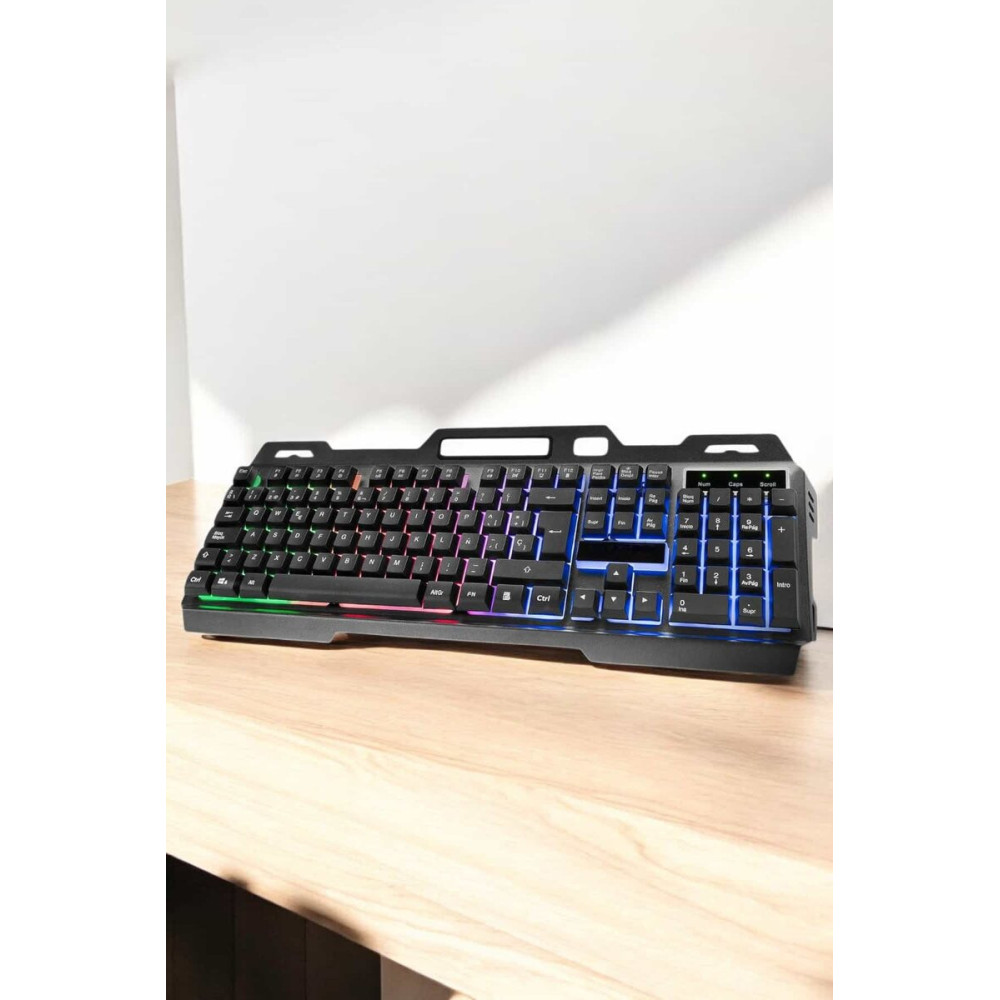 Led Işıklı Oyuncu Klavye Usb Girişli RGB Işıklı Q Klavye Mouse Hediyel