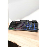 Led Işıklı Oyuncu Klavye Usb Girişli RGB Işıklı Q Klavye Mouse Hediyel