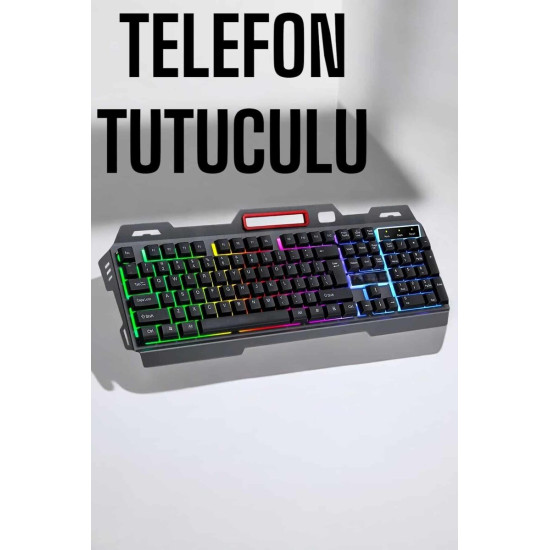 Led Işıklı Oyuncu Klavye Usb Girişli RGB Işıklı Q Klavye Mouse Hediyel