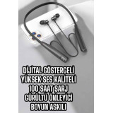 Dijital Göstergeli Kulak İçi Kablosuz Bluetooth Kulaklık Boyun Bantlı