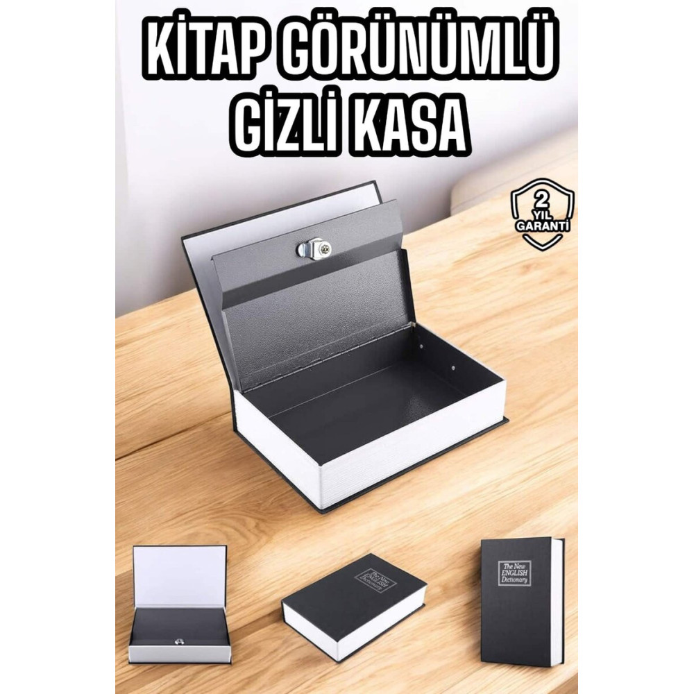 Gizli Kasa İngilizce Sözlüğü Kitap Görünümlü Anahtarlı Gizli Mini Çeli