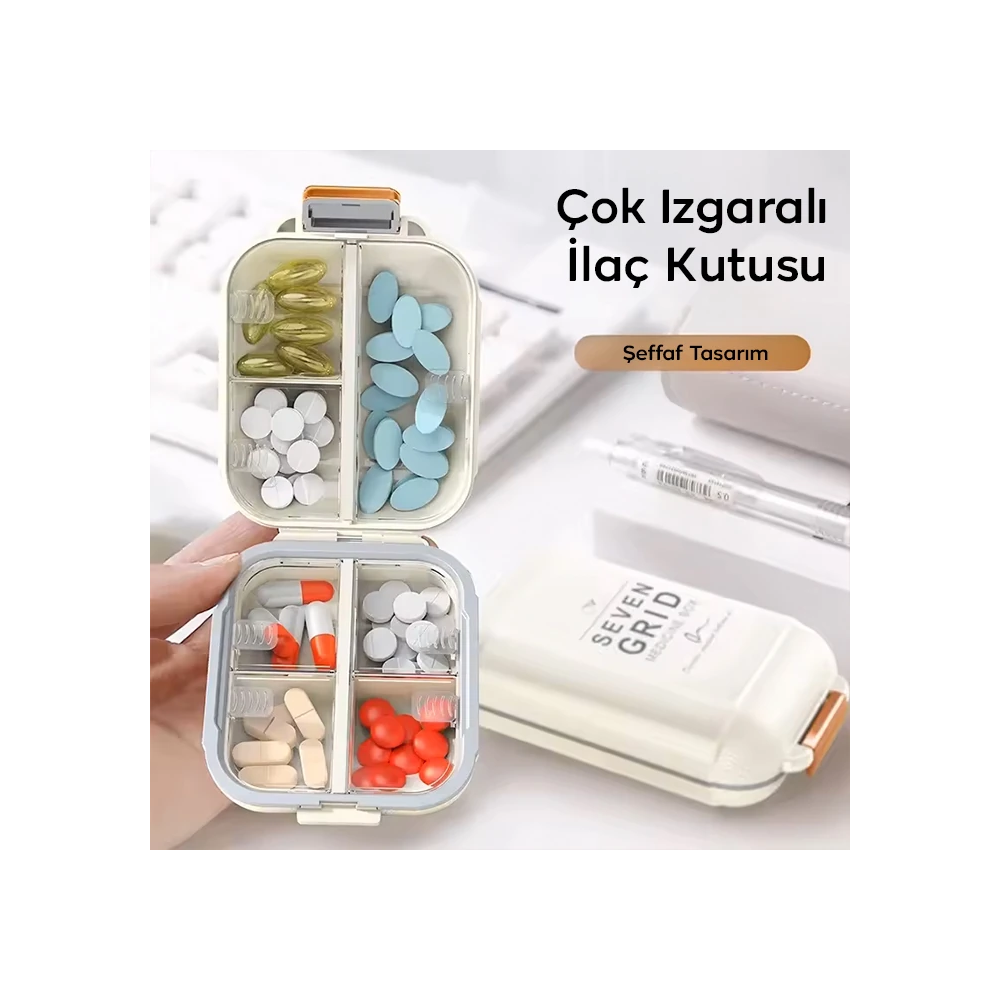 EZERE Taşınabilir seyahat ilaç kutusu 7 gün Bölmeli Büyük İlaç Kutusu
