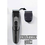 Sakal Vücut Şarjlı Kablosuz Tıraş Makinesi Profesyonel Paslanmaz Çelik