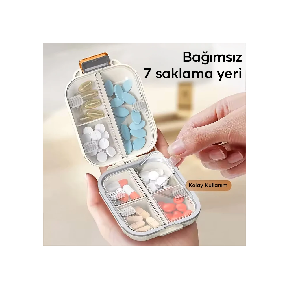 EZERE Taşınabilir seyahat ilaç kutusu 7 gün Bölmeli Büyük İlaç Kutusu