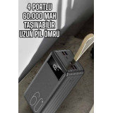 Powerbank 60.000 MAH Dijital Göstergeli 4 Portlu Taşınabilir
