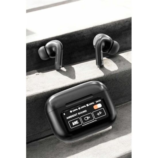 Kablosuz Bluetooth Kulaklık Ekranlı Uzun Şarj Süreli ANC Destekli