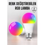 Renk Değiştirebilen RGB Işıklı Led Ampul A+Enerji 15 Watt Led Işık