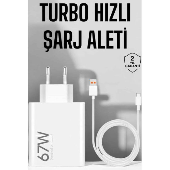 Şarj Aleti 67W Hızlı Şarj Turbo Type-C Uyumlu Şarj Adaptörü Kablosu