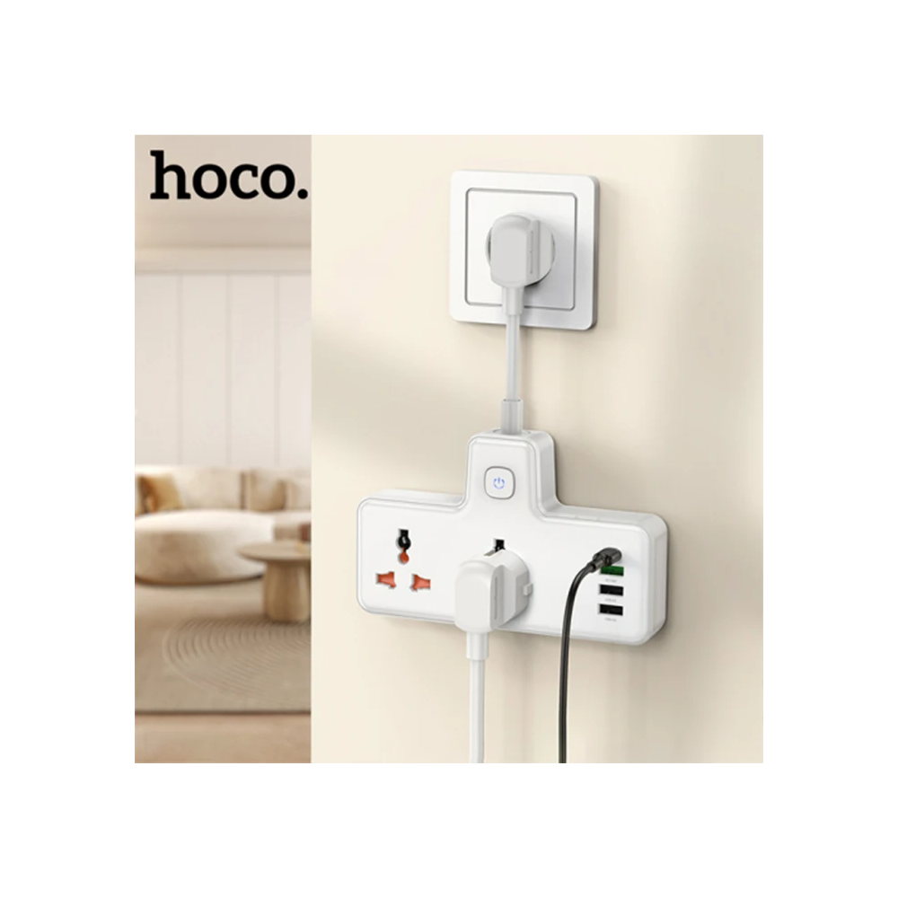 HOCO AC12A 2500W 2 Priz + 3 USB + 30W Type-C Multifonksiyonel Priz Çoğ