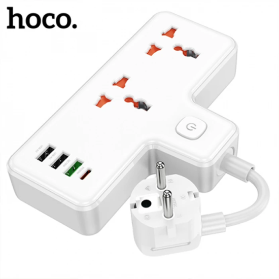 HOCO AC12A 2500W 2 Priz + 3 USB + 30W Type-C Multifonksiyonel Priz Çoğ