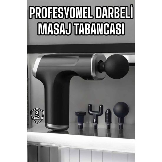 Masaj Tabancası 4 Başlıklı Kas ve Vücut Ağrıları İçin Şarjlı Darbeli