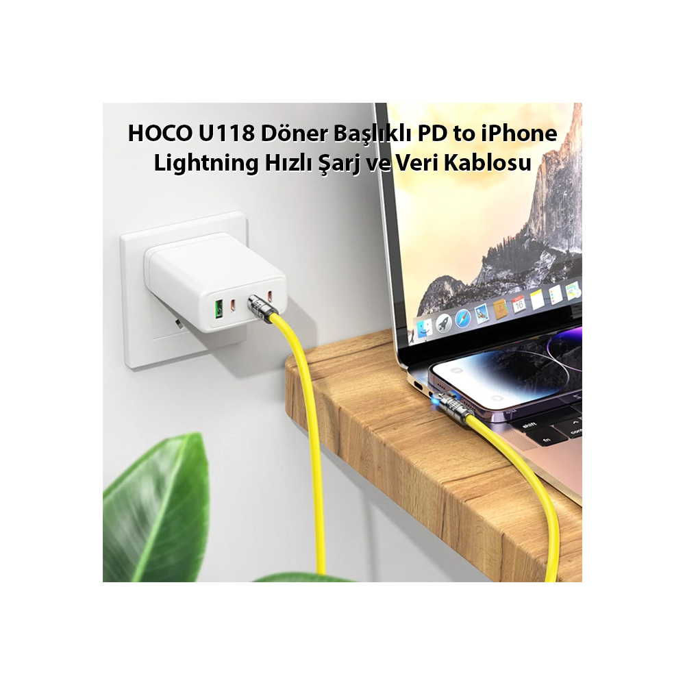 HOCO U118 Döner Başlıklı PD to iPhone Lightning Hızlı Şarj ve Veri Kab