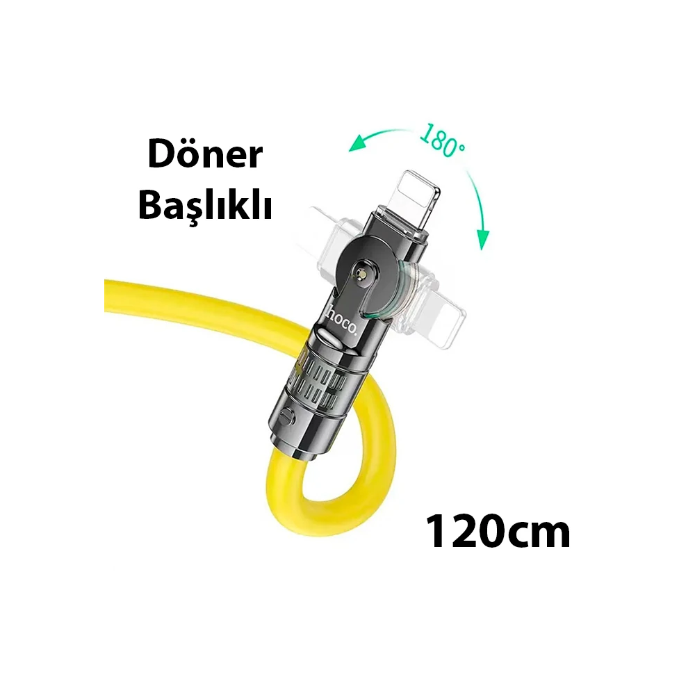 HOCO U118 Döner Başlıklı PD to iPhone Lightning Hızlı Şarj ve Veri Kab