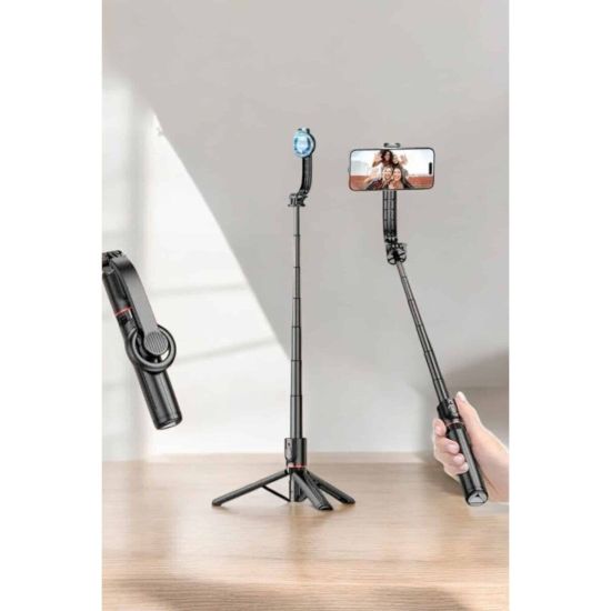 Kumandalı Tripod Telefon Tutucu Selfie Çubuğu 360 Derece Dönebilen