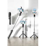 Tripod Kablosuz Bluetooth Bağlantılı Selfie Çubuğu 360 Derece Dönebile