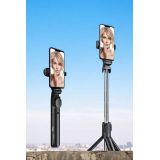 Tripod Kablosuz Bluetooth Bağlantılı Selfie Çubuğu 360 Derece Dönebile