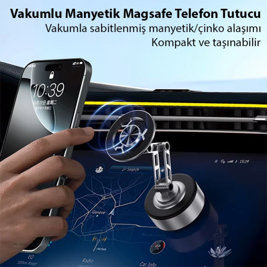 ALLY X91 Manyetik Vakumlu Araç Telefon Tutucu Ayna-Cam-Araba Magsafe A