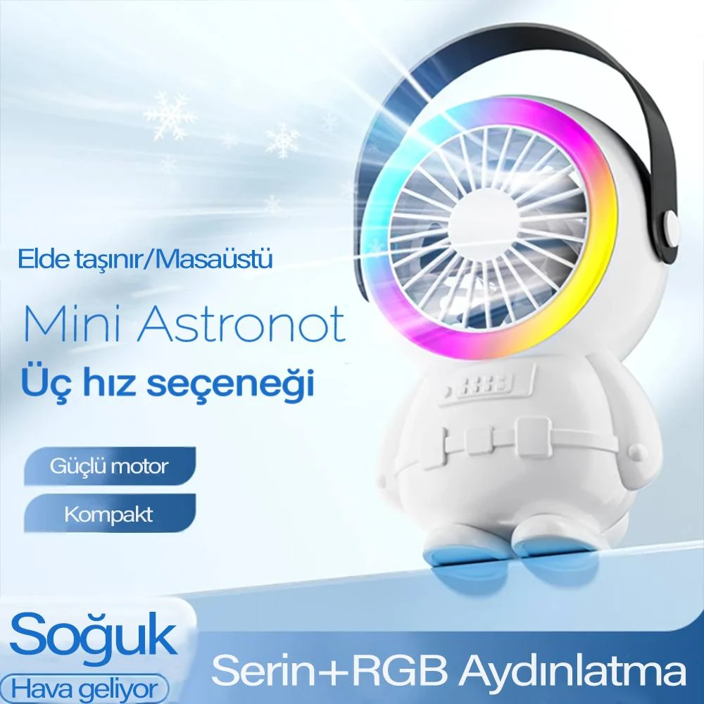 Ally Şarjlı Astronot Fan Vantilatör Taşınabilir El - Masa Üstü Vantila
