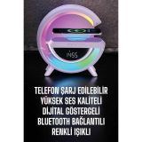 Kablosuz Şarjlı Bluetooth Hoparlör RGB Işık Gece Lambası Dijital Saat