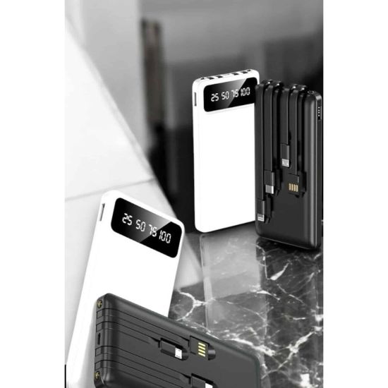 20.000 Mah Led Işıklı LCD Ekran USB Girişli Type-C Lightning Powerbank