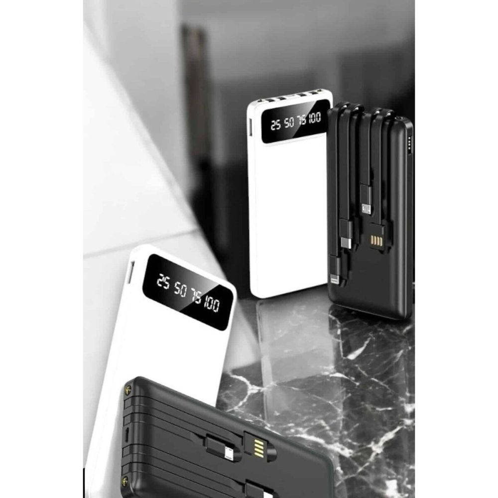 20.000 Mah Led Işıklı LCD Ekran USB Girişli Type-C Lightning Powerbank