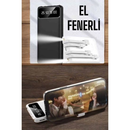 20.000 Mah Led Işıklı LCD Ekran USB Girişli Type-C Lightning Powerbank