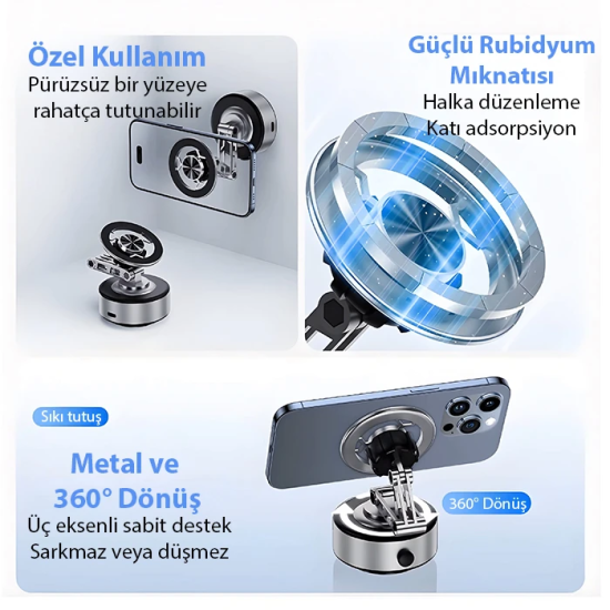 ALLY X91 Manyetik Vakumlu Araç Telefon Tutucu Ayna-Cam-Araba Magsafe A
