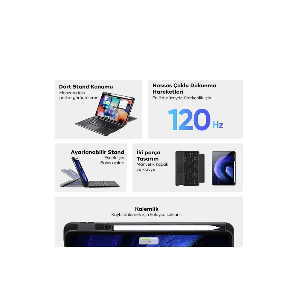 DUX DUCIS Samsung Galaxy Tab S9 + Ayrılabilir Bluetooth Klavye Touchpa