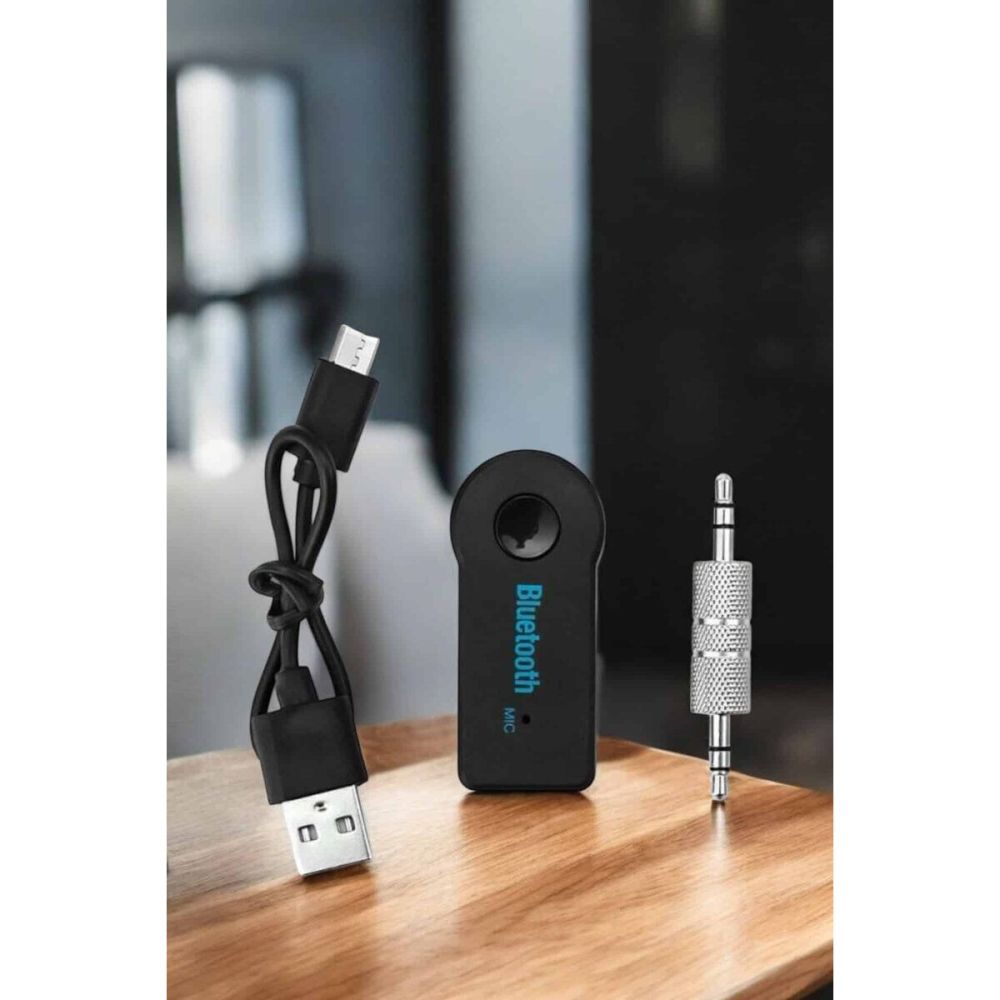 Kablosuz Bluetooth Aux Araç Kiti Siyah Hafıza Kartlı