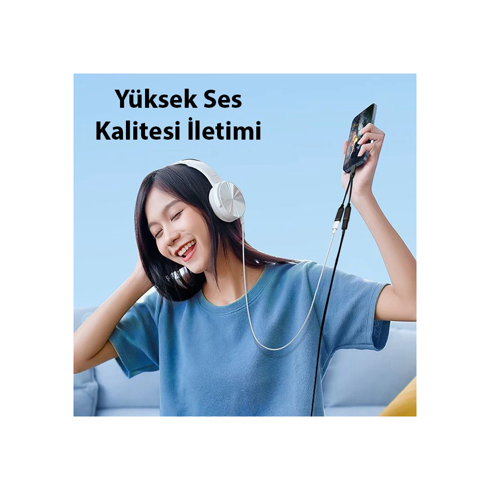 Ally İphone 15 İçin Type-c Şarj + 3.5mm kulaklık 2İn1 Çevirici Adaptör