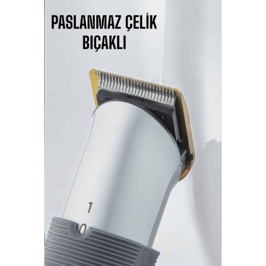 4 Taraklı Profesyonel Şarjlı Saç ve Sakal Kesme Tıraş Makinesi Seti