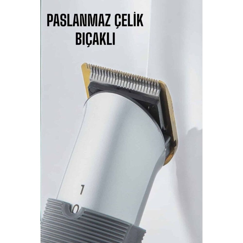 4 Taraklı Profesyonel Şarjlı Saç ve Sakal Kesme Tıraş Makinesi Seti