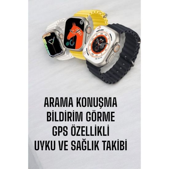 45 MM Gri Kasa Ultra Akıllı Saat Sesli Görüşme Sağlık Takibi Suya Daya