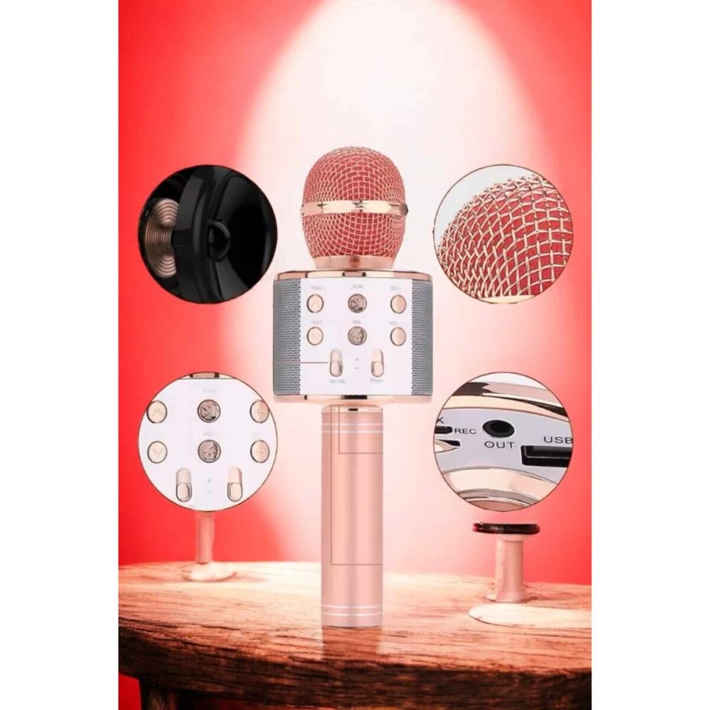 Şarjlı ve Uzun Pil Ömürlü Karaoke Mikrofon USB Bellek Destekli Profesy