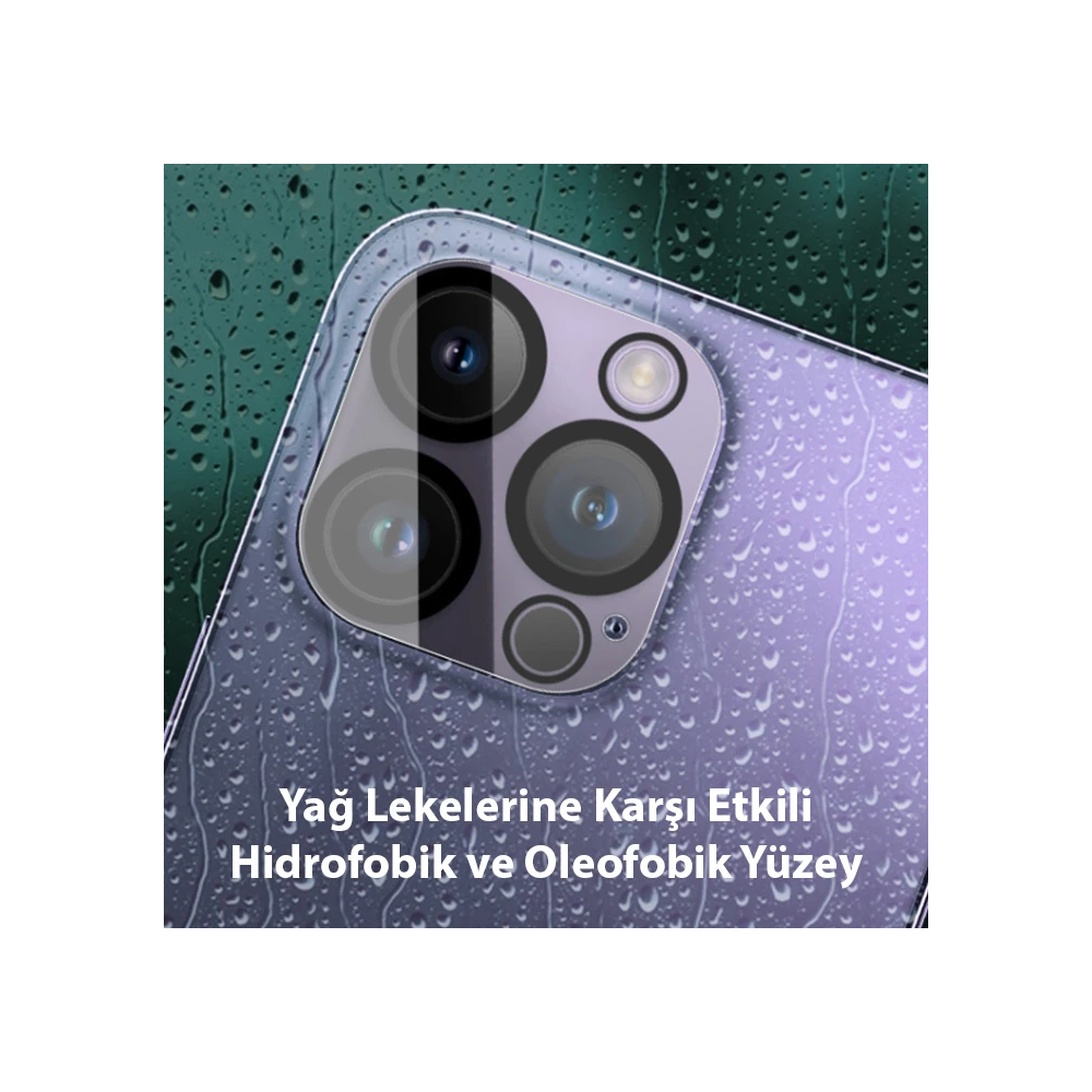 Ally iPhone 15 Pro-15 Pro Max Full Tempered Kamera Lens Koruma Camı