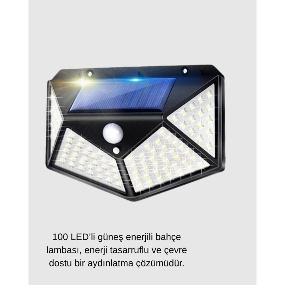 100 LED Güneş Enerjili Bahçe Lambası – PIR Sensörlü IP65 Su Geçirmez D