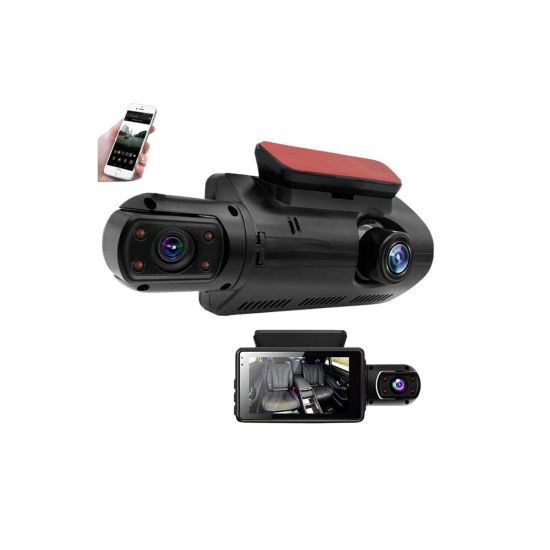 1080P 3 Lensli WİFİ Araç İçi Kameralı Ekran DVR Kaydedici Gece Görüşlü