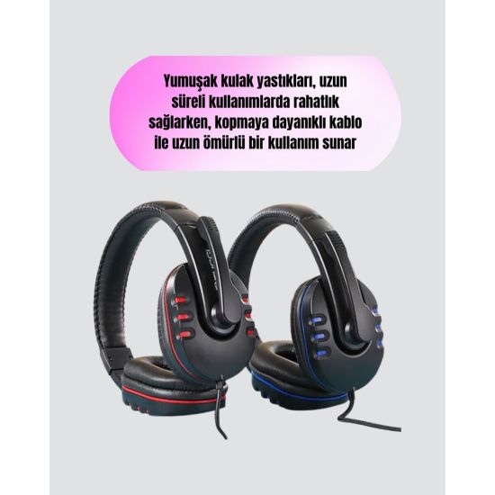 Stereo Mikrofonlu Kablolu Oyun Kulaklığı – Konforlu ve Net Ses İletimi