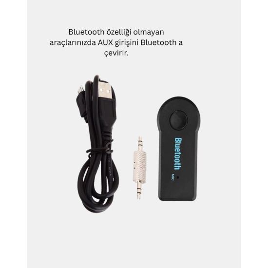 Tüm Cihazlara Uyumlu Bluetooth Aux Araç Kiti Siyah