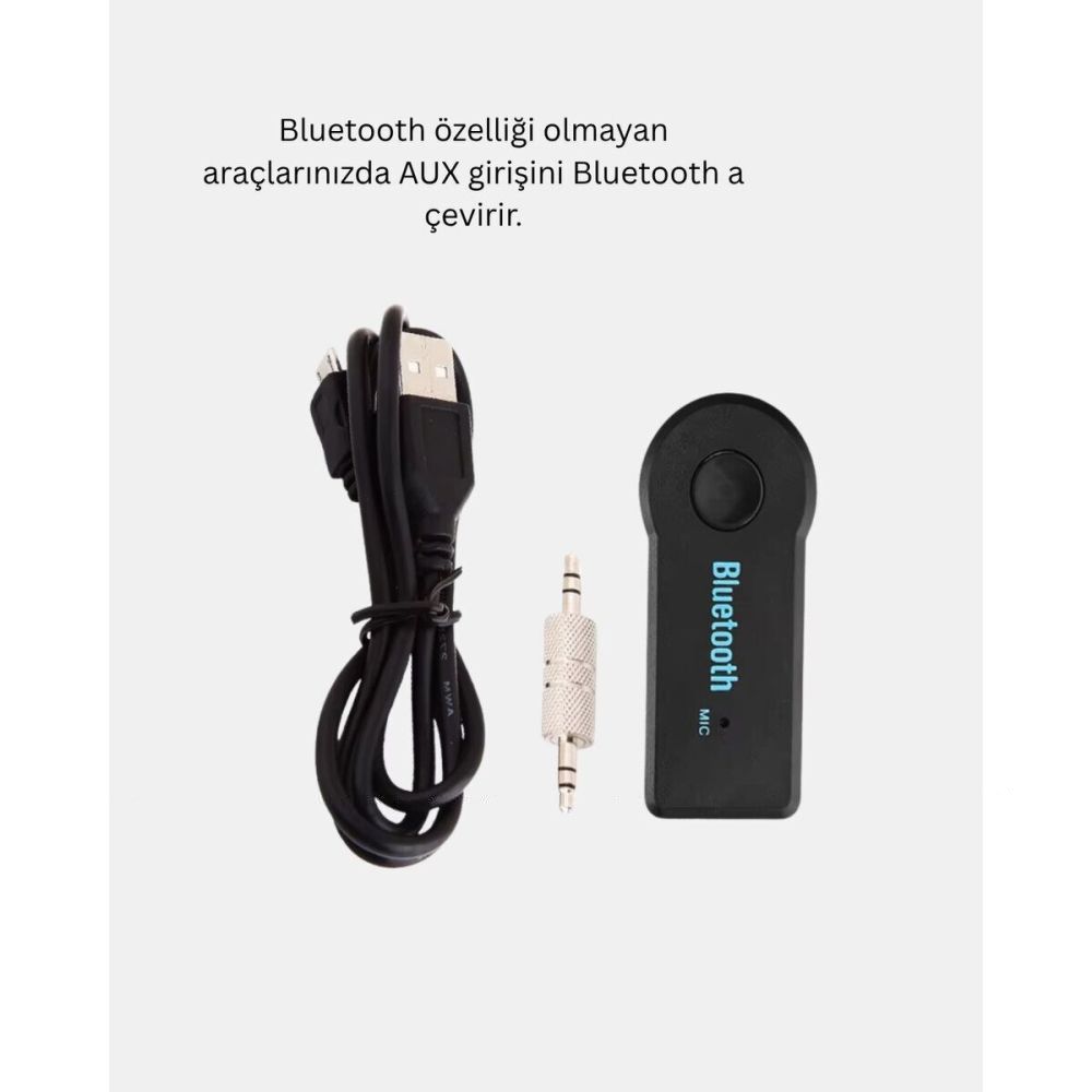 Tüm Cihazlara Uyumlu Bluetooth Aux Araç Kiti Siyah