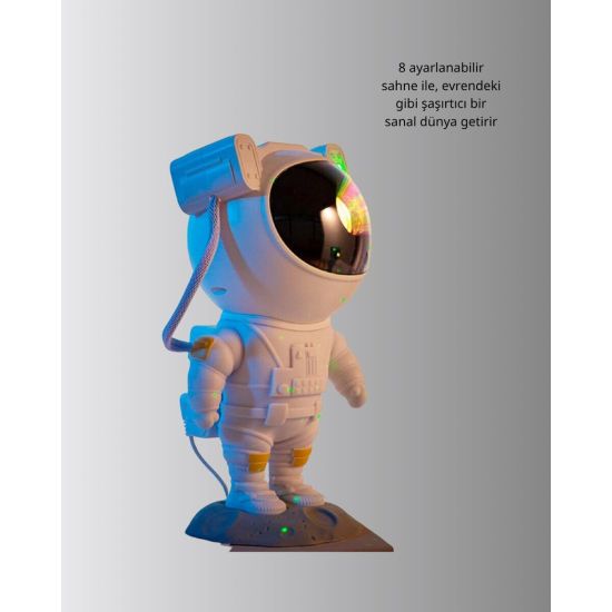Astronot Yıldız Projeksiyon Lambası 8 Efektli Uzaktan Kumandalı Gece I