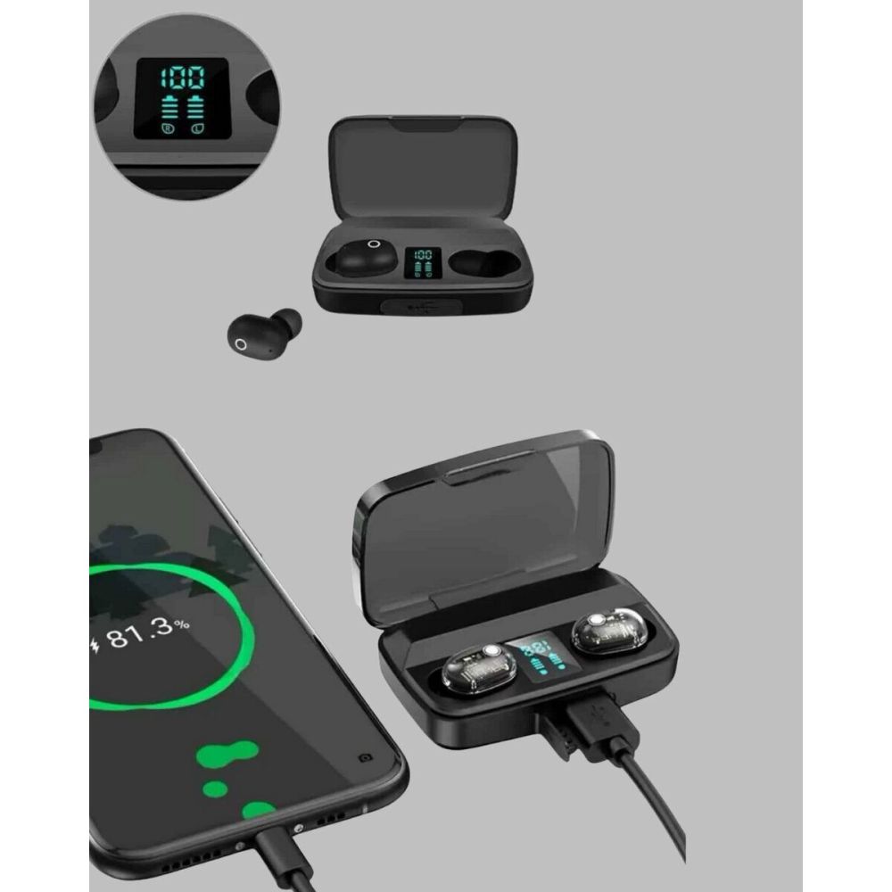 1800 mAh Güçlü Şarj Kutusu ile Bluetooth Kulaklık Seti