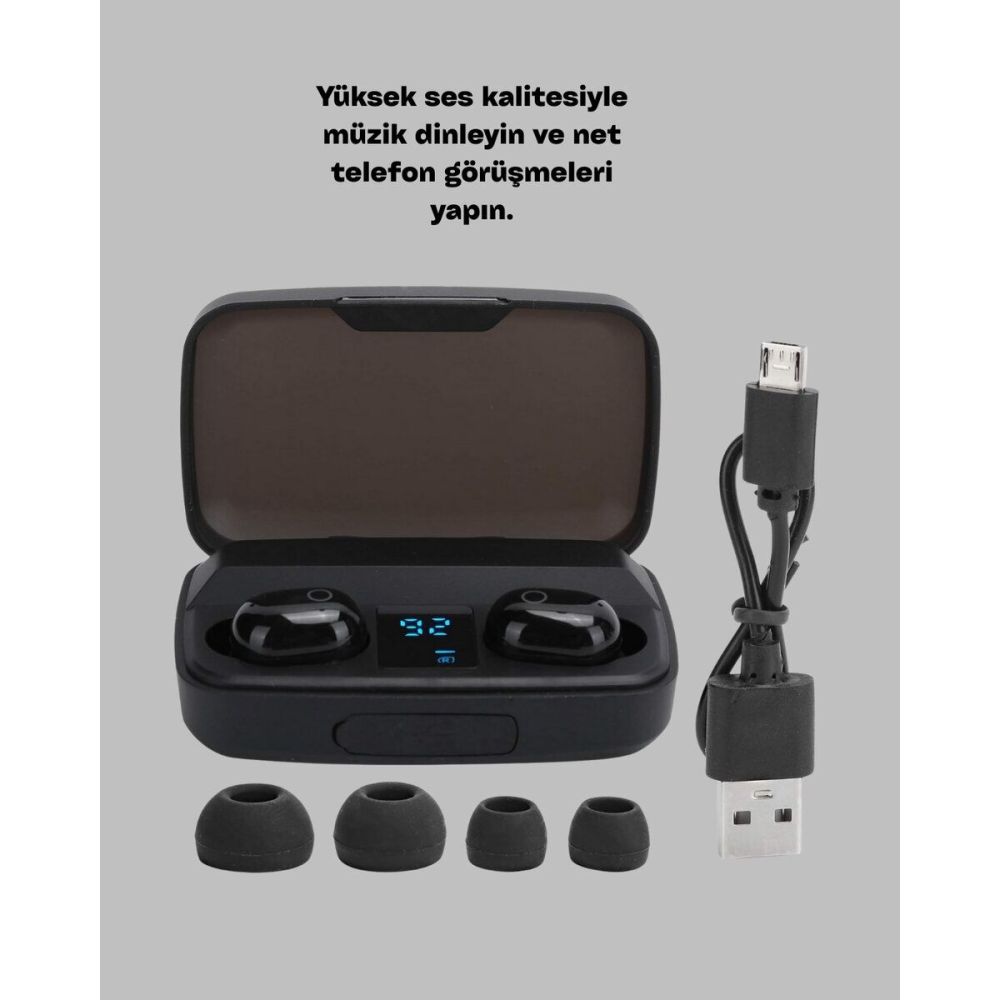 Kablosuz Bluetooth Kulaklık Android ve İOS Uyumlu Led Göstergeli Power