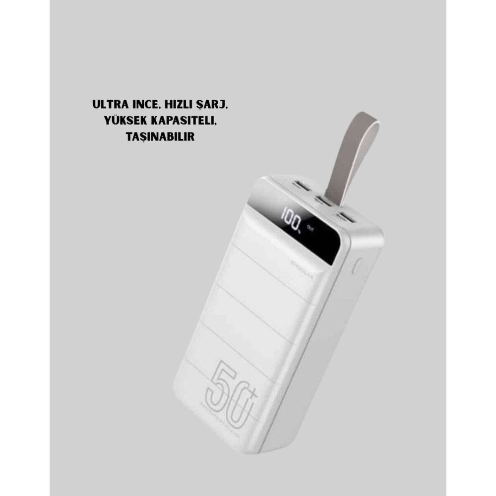 Powerbank 50.000 Mah Dijital Göstergeli Taşınabilir 4 Portlu Hızlı Pow