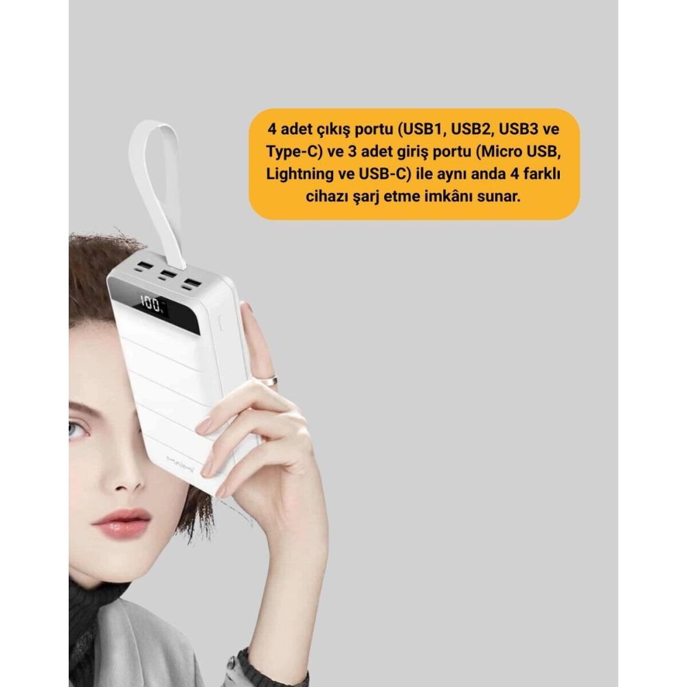 Lightning ve Type-C Girişli 50000mAh Powerbank
