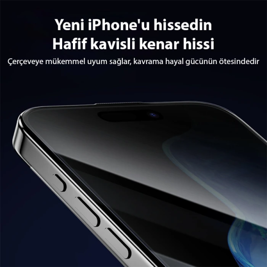 Ally iPhone 15 Pro Privacy Hayalet Full Koruma Tempered Cam Ekran Koru