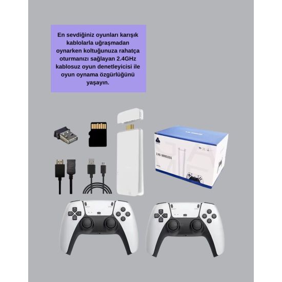 HDMI Çıkışlı Kablosuz 2 Kollu 4K Retro Oyun Kutusu