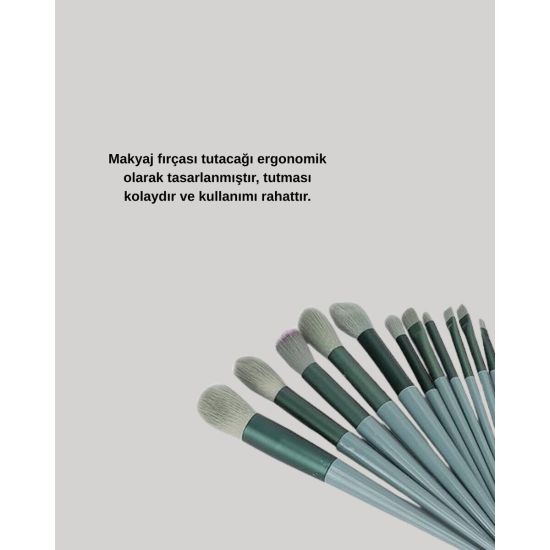 Taşınabilir Ergonomik Yapılı 13 Adet Fiber Kıllı Yüz ve Göz Makyaj Fır
